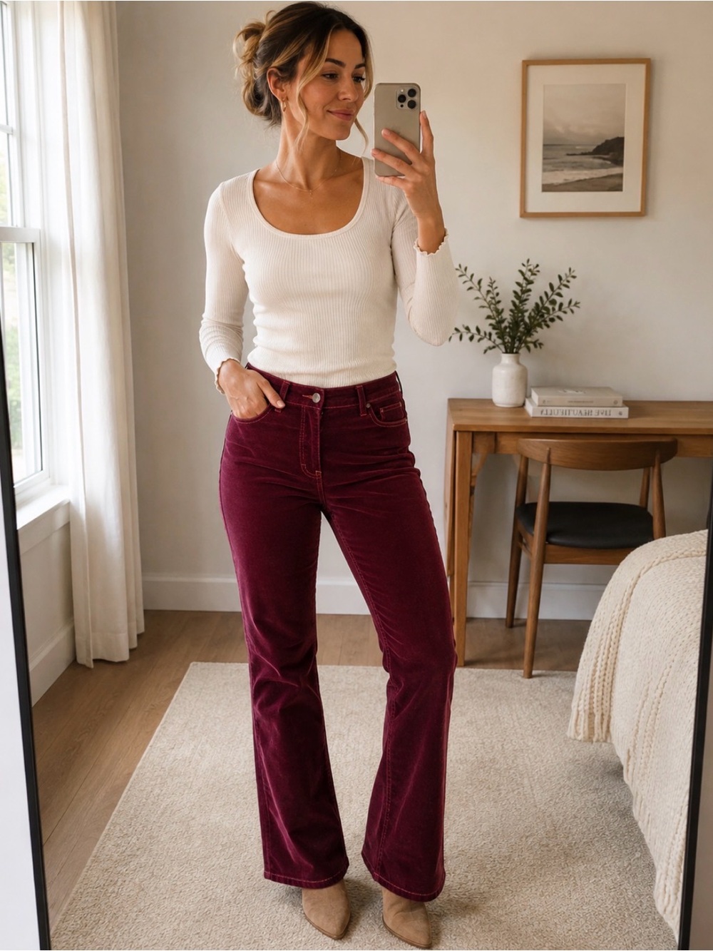 Eddie Bauer Women's Size 6 Classic Corduroy Pants Red Bootcut